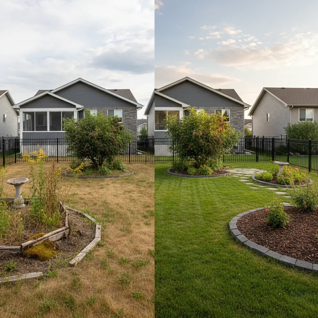 Meadows Landscaping Airdrie Landscaping transformation - before and after in Airdrie